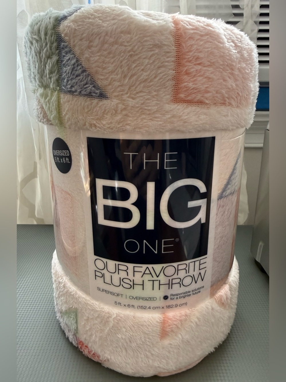 The Big One Plush Throw - Blush Pink with Pastel Accents